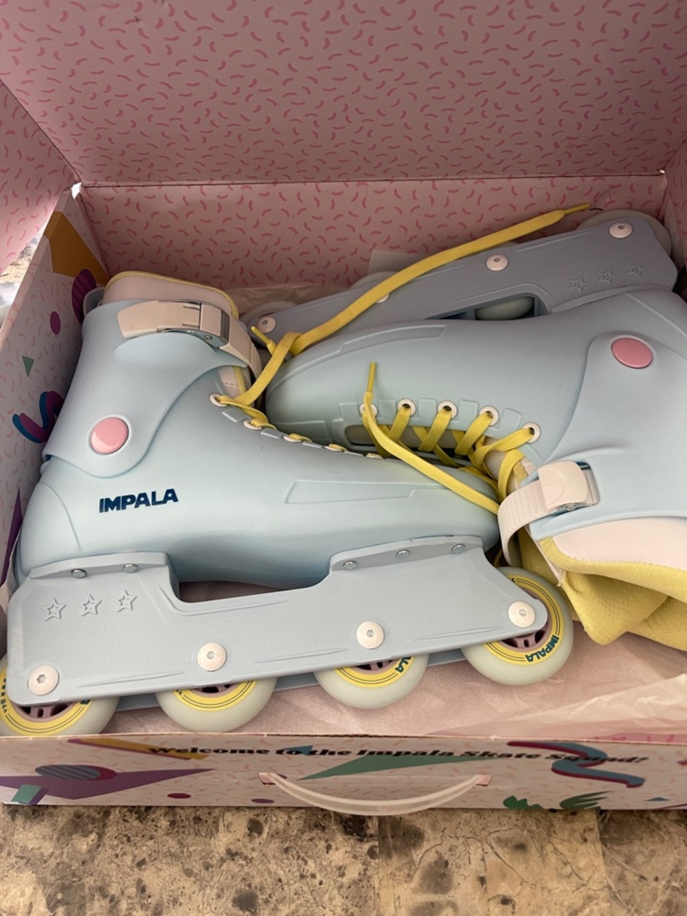 Impala Women's Light Blue Roller Skates with Yellow Laces